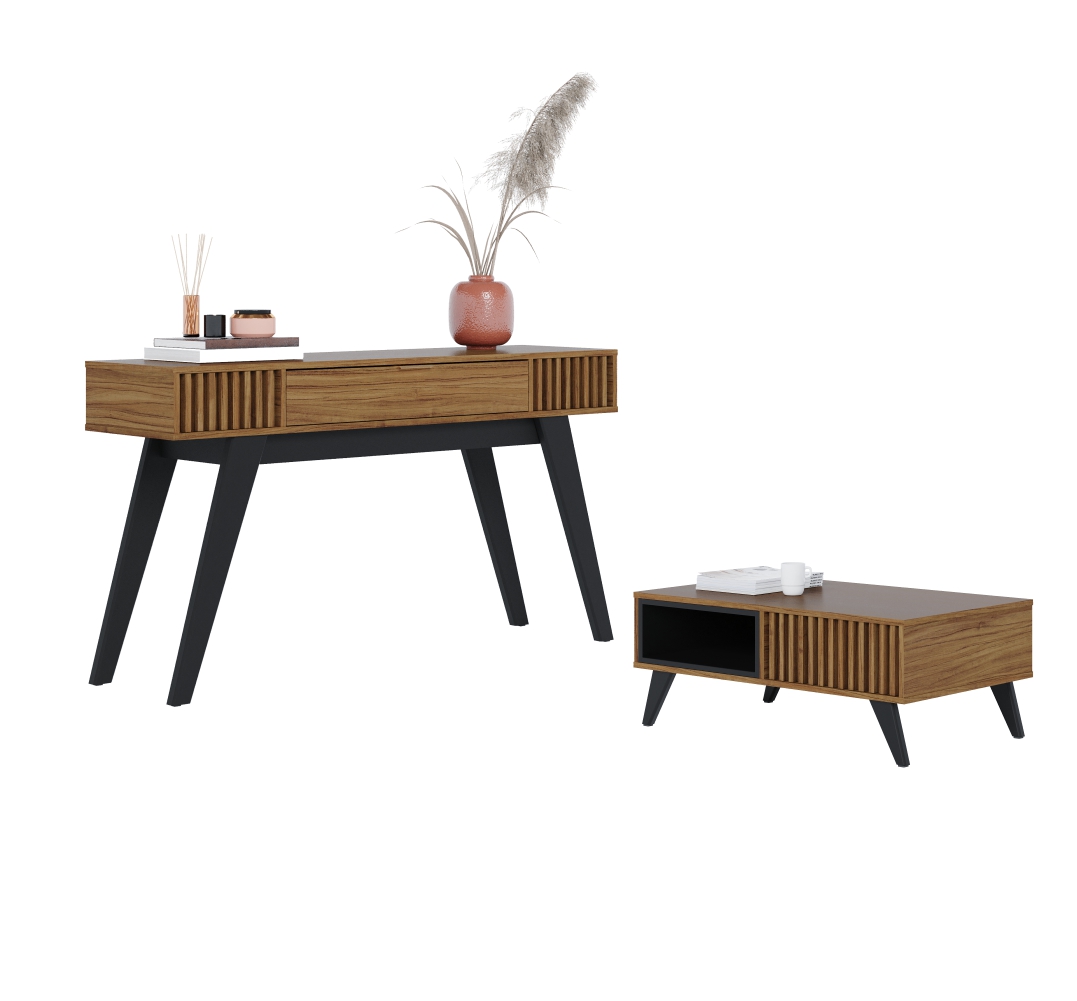 Conjunto Aparador e Mesa de Centro Royal Noce Milano Preto