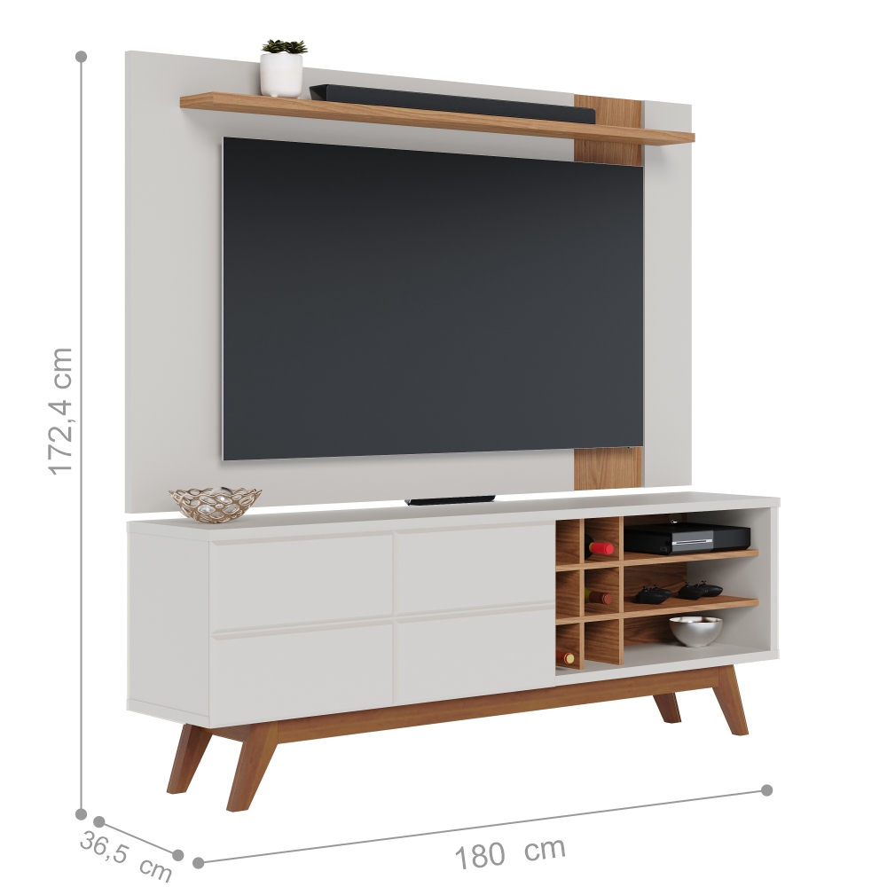 Conjunto Home para TV e Mesa de Centro Diana Off-White Freijo