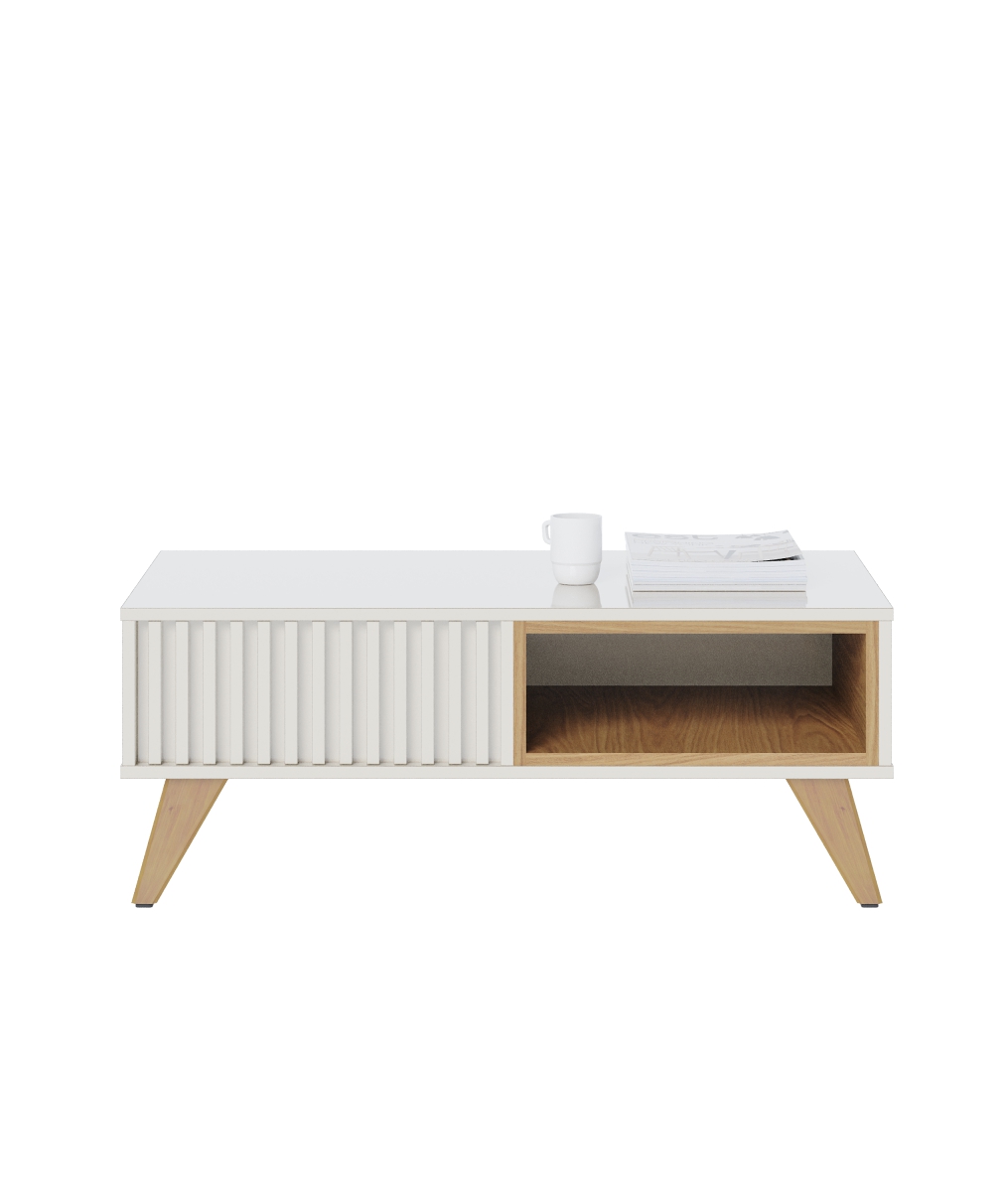 Conjunto Home para TV e Mesa de Centro Diana Off-White Freijo