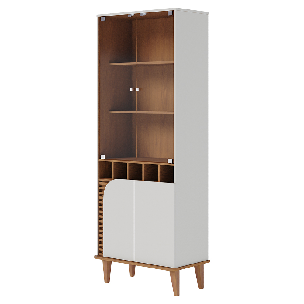 Cristaleira 4 Portas 183x70 cm Jurere Off White Matte Freijo Colibri