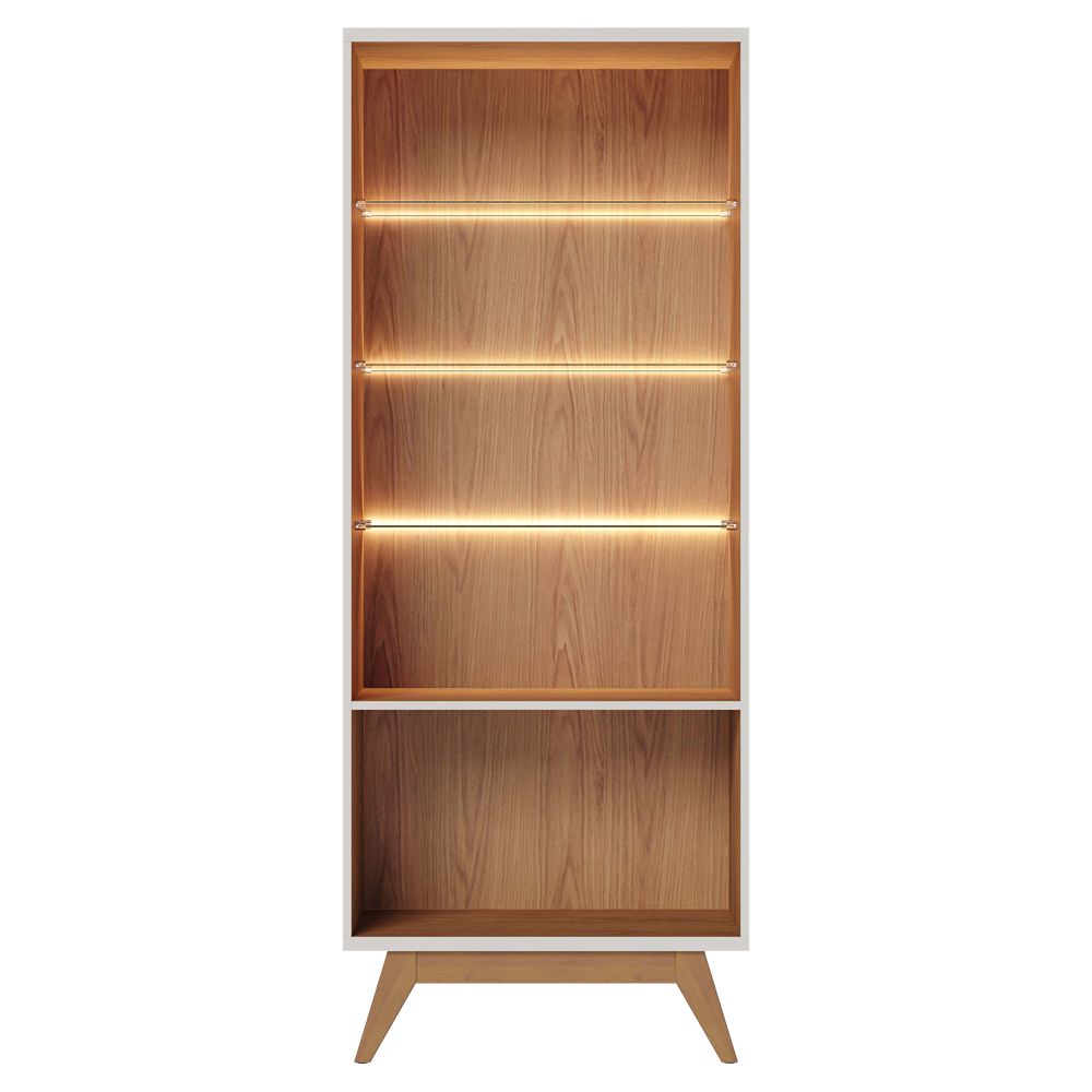 Cristaleira 4 Portas Noronha 183x72 cm Off White Matte Freijo Colibri