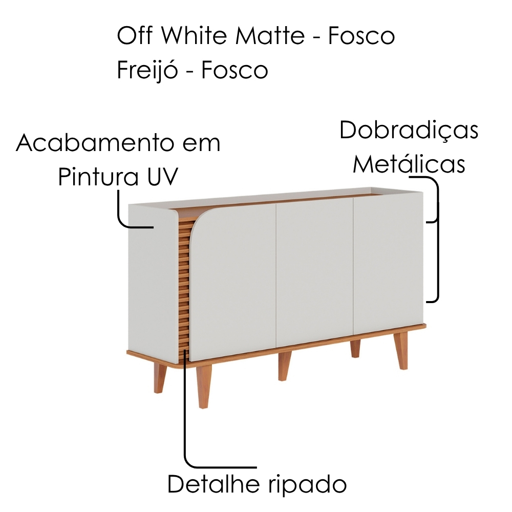 Cristaleira e Balcão Buffet Jurere Off White Matte Freijo Colibri