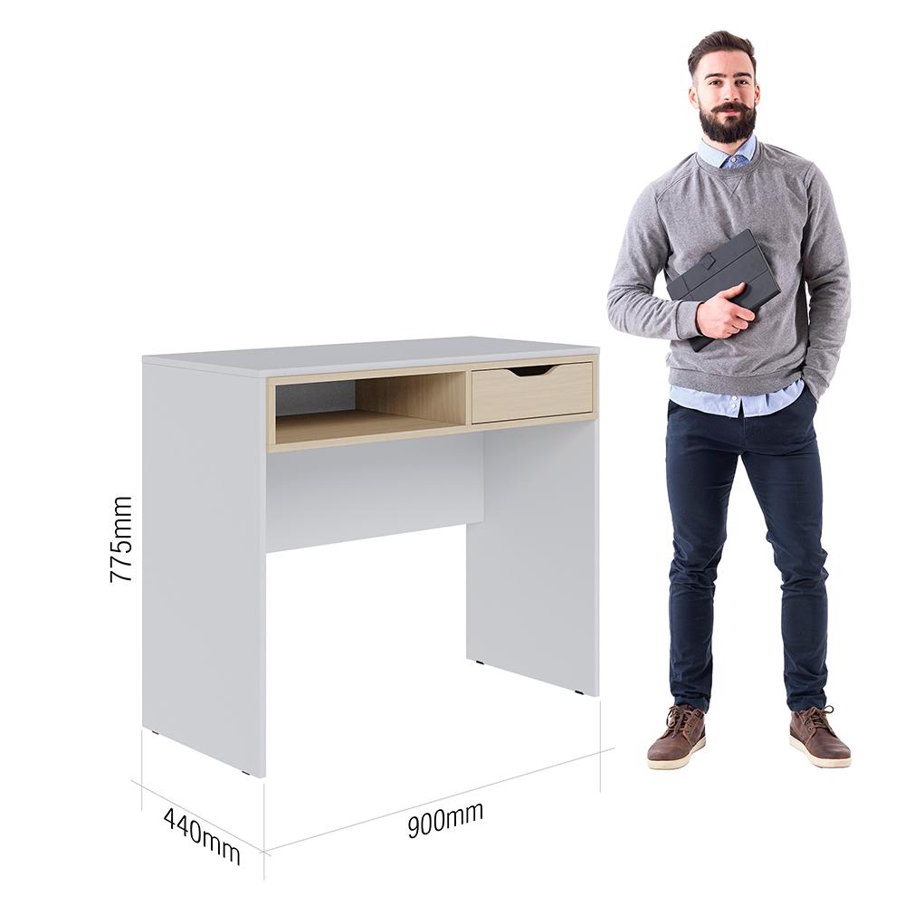 Escrivaninha Estudo Bit 90cm com 1 gaveta Branco Fosco Taurani Nobre Colibri Moveis