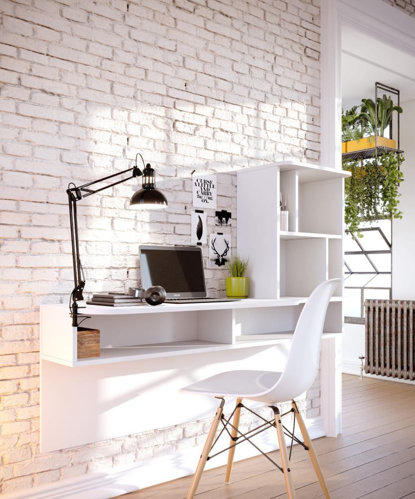 Escrivaninha Suspensa Lilac 135cm Branco Fosco Colibri Moveis