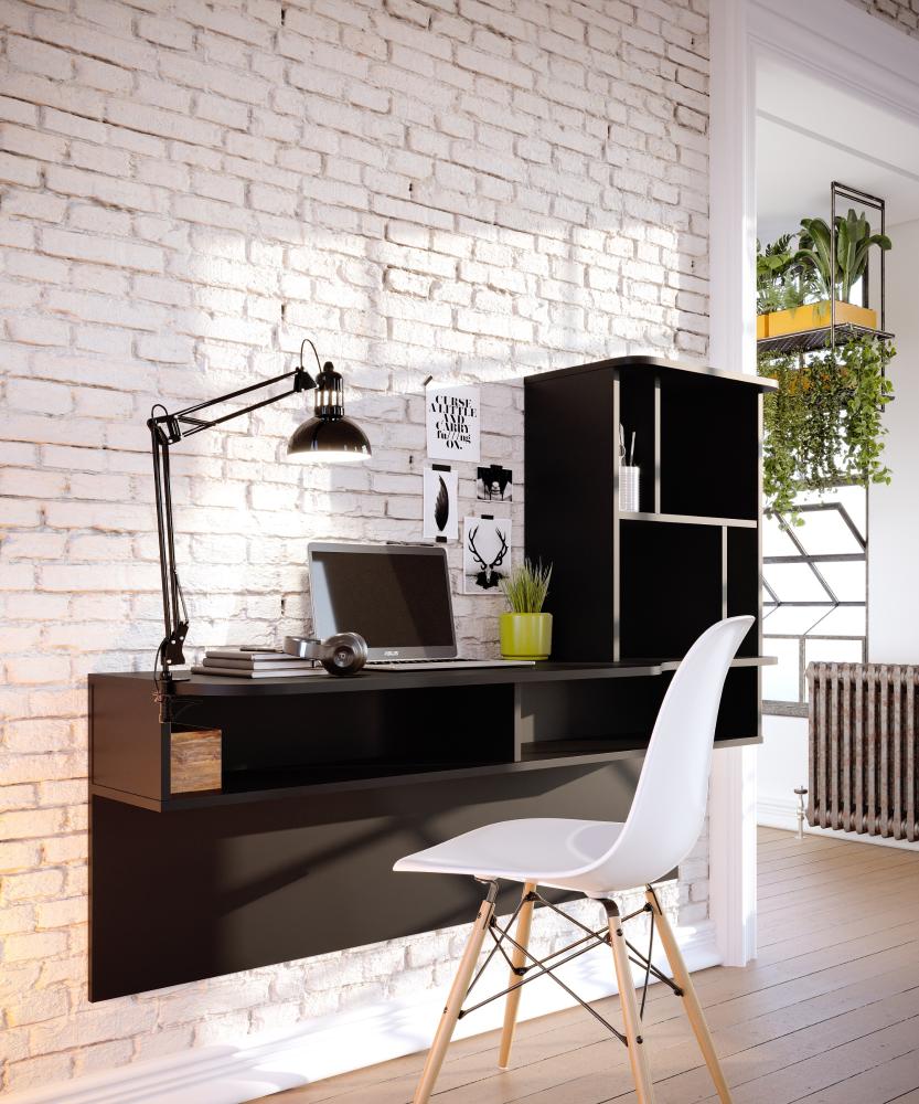 Escrivaninha Suspensa Lilac 135cm Preto Fosco Colibri Moveis