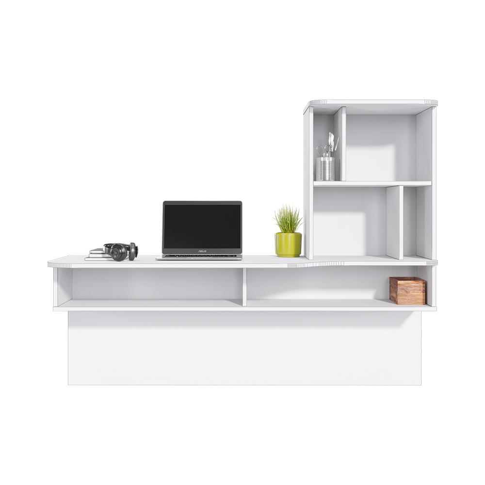Escrivaninha Suspensa Lilac com estante de Livros Link Branco fosco Tauari nobre Colibri Moveis
