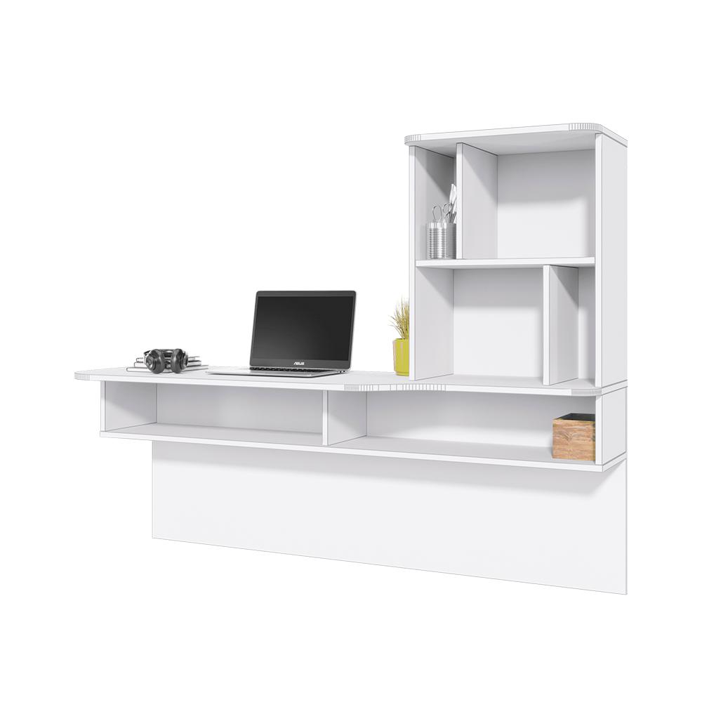 Escrivaninha Suspensa Lilac com estante de Livros Link Branco fosco Tauari nobre Colibri Moveis