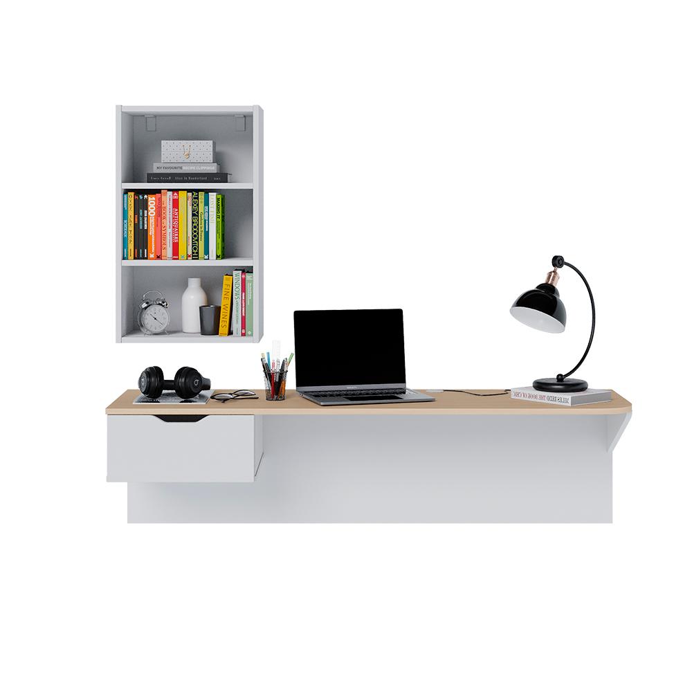 Escrivaninha de estudo Tech 135cm com 1 gaveta Branco fosco Taurani Nobre Colibri Moveis