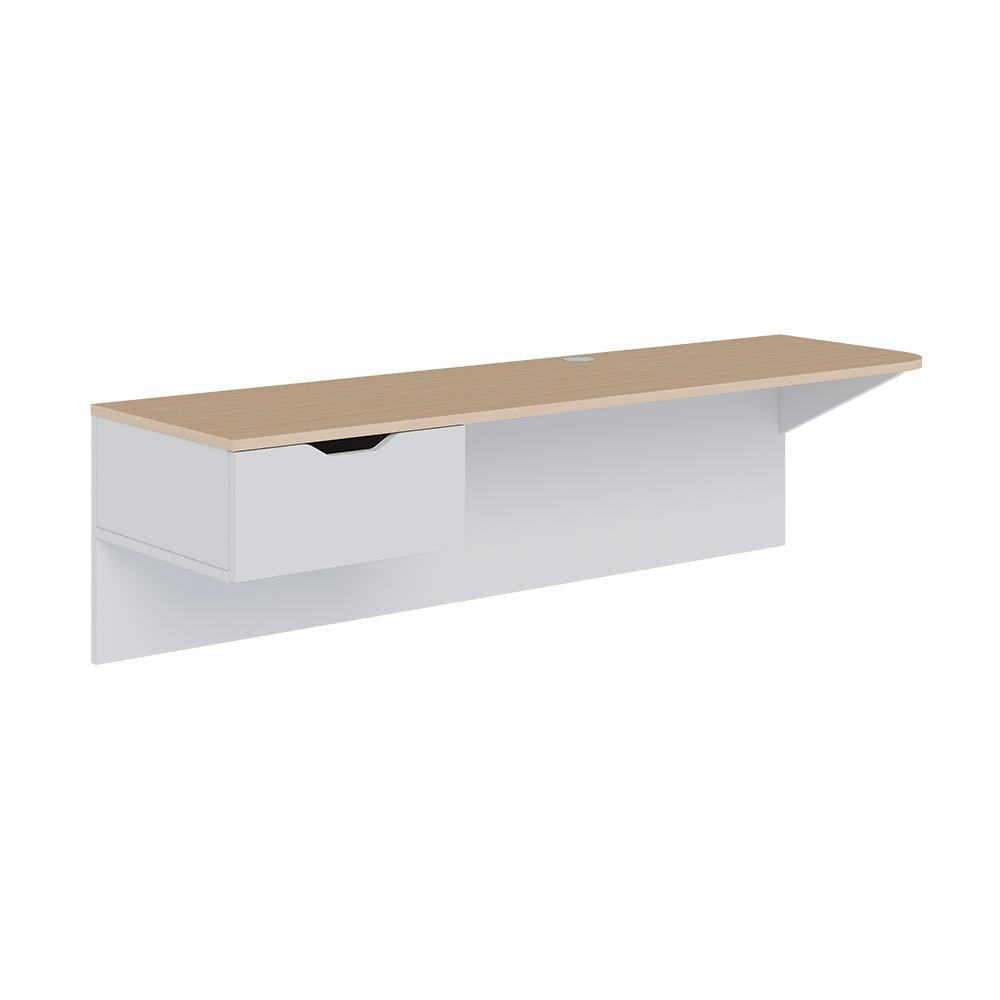 Escrivaninha de estudo Tech 135cm com 1 gaveta Branco fosco Taurani Nobre Colibri Moveis