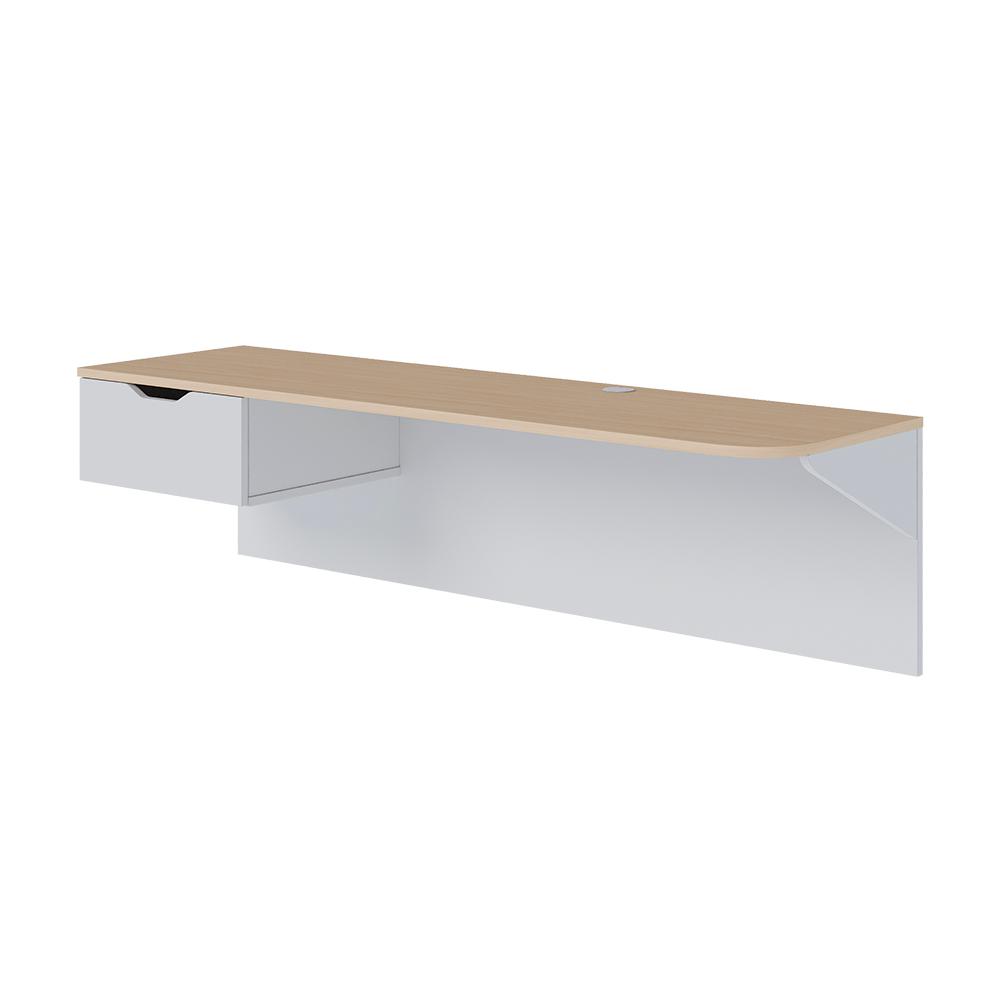 Escrivaninha de estudo Tech 135cm com 1 gaveta Branco fosco Taurani Nobre Colibri Moveis