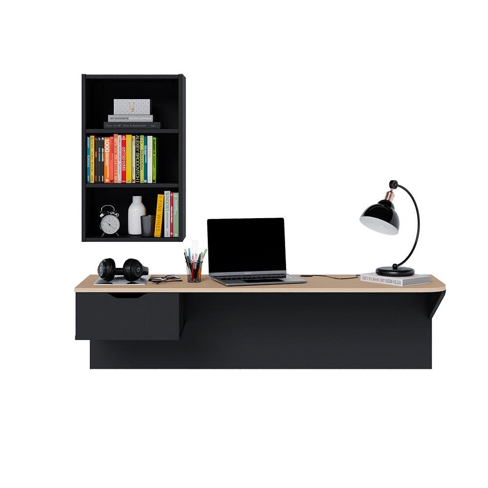 Escrivaninha de estudo Tech 135cm com 1 gaveta Preto fosco Taurani Nobre Colibri Moveis