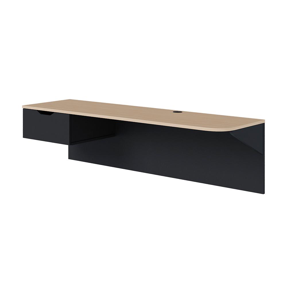 Escrivaninha de estudo Tech 135cm com 1 gaveta Preto fosco Taurani Nobre Colibri Moveis