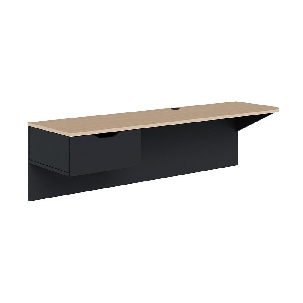 Escrivaninha de estudo Tech 135cm com 1 gaveta Preto fosco Taurani Nobre Colibri Moveis