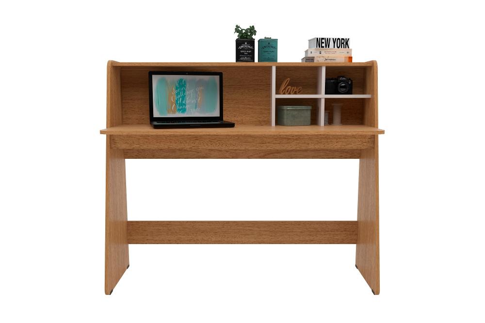 Escrivaninha estudo Ideia com nicho 120cm Natura real Off white Colibri Moveis