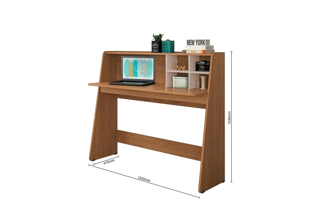Escrivaninha estudo Ideia com nicho 120cm Natura real Off white Colibri Moveis