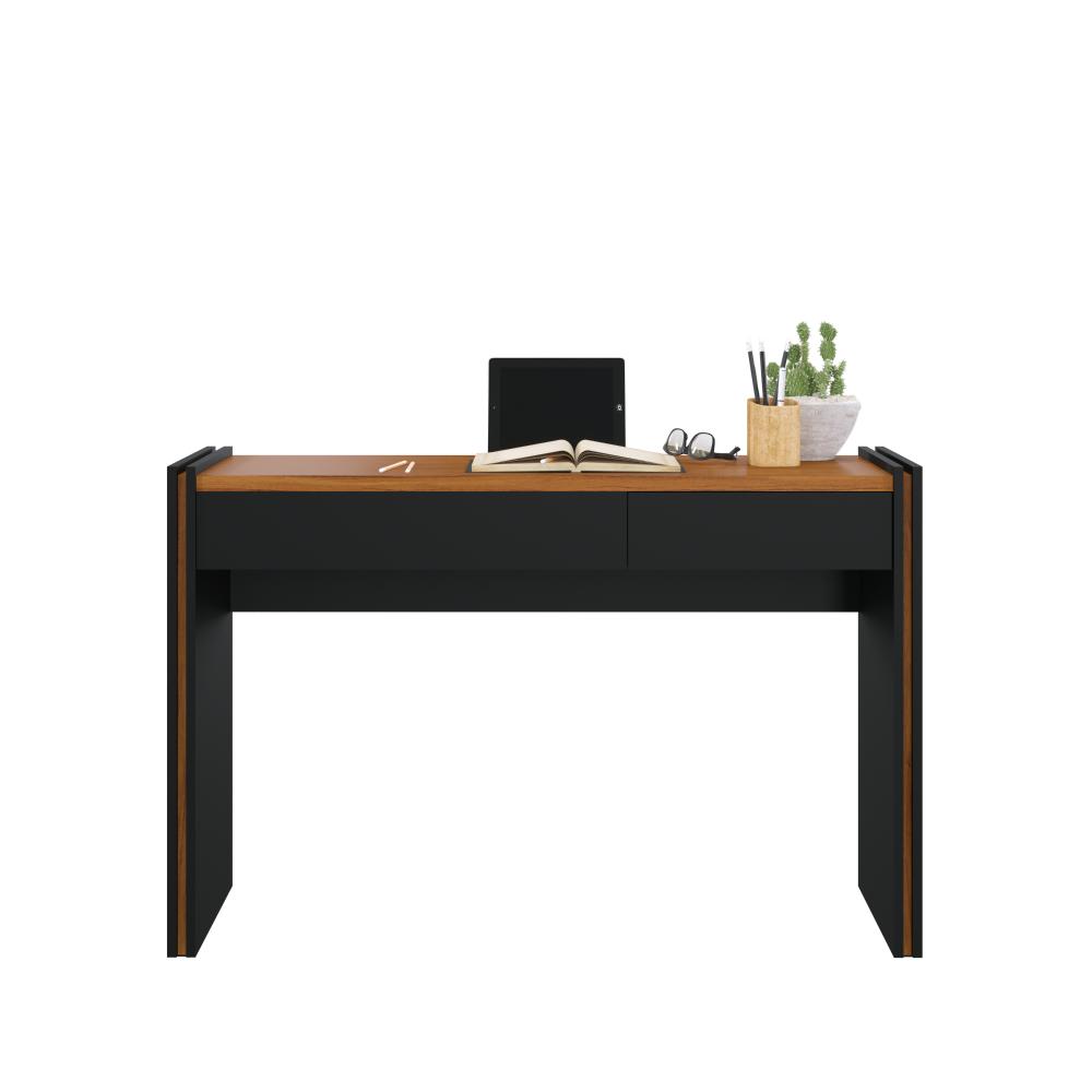 Escrivaninha estudo Smart 120cm com 1 gaveta Preto fosco Noce Milano Colibri Moveis