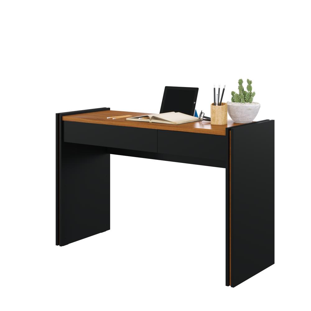Escrivaninha estudo Smart 120cm com 1 gaveta Preto fosco Noce Milano Colibri Moveis