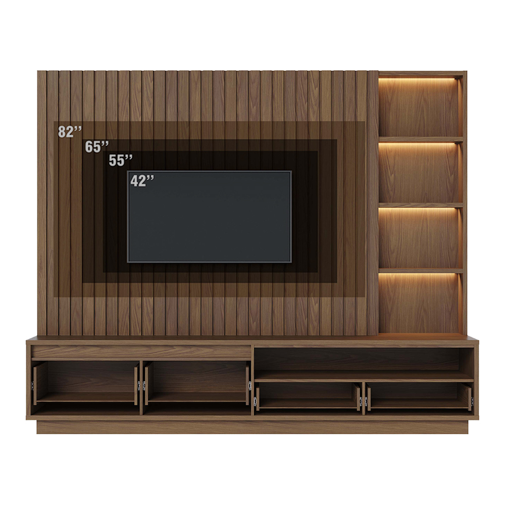 Estante Home Ripado Tv 82 Pol 240 cm Cancun Amendoa Colibri