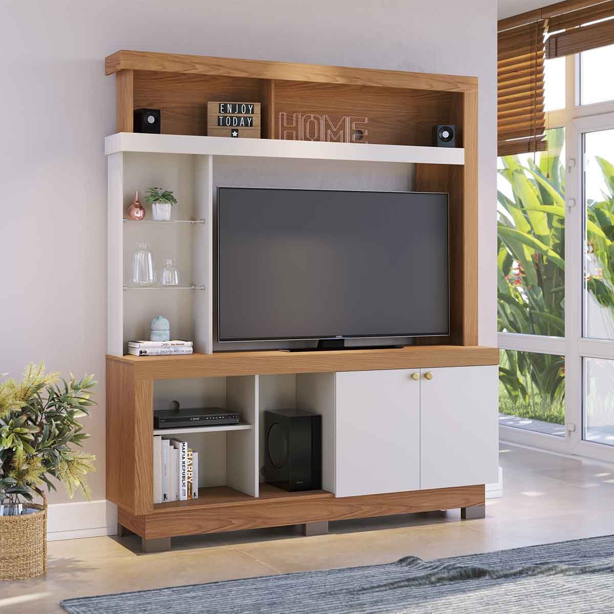 Estante Home TV até 50" Polegadas 2 Portas Vanessa Freijo/Off White