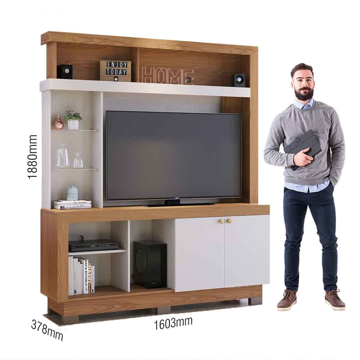 Estante Home TV até 50" Polegadas 2 Portas Vanessa Freijo/Off White