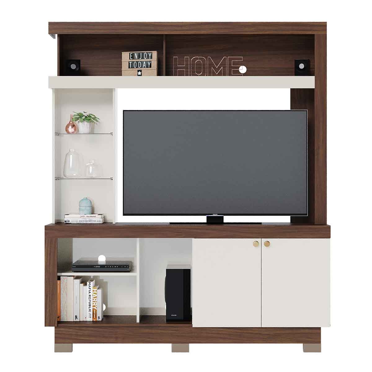 Estante Home TV até 50" Polegadas 2 Portas Vanessa Nogueira Real/Off White