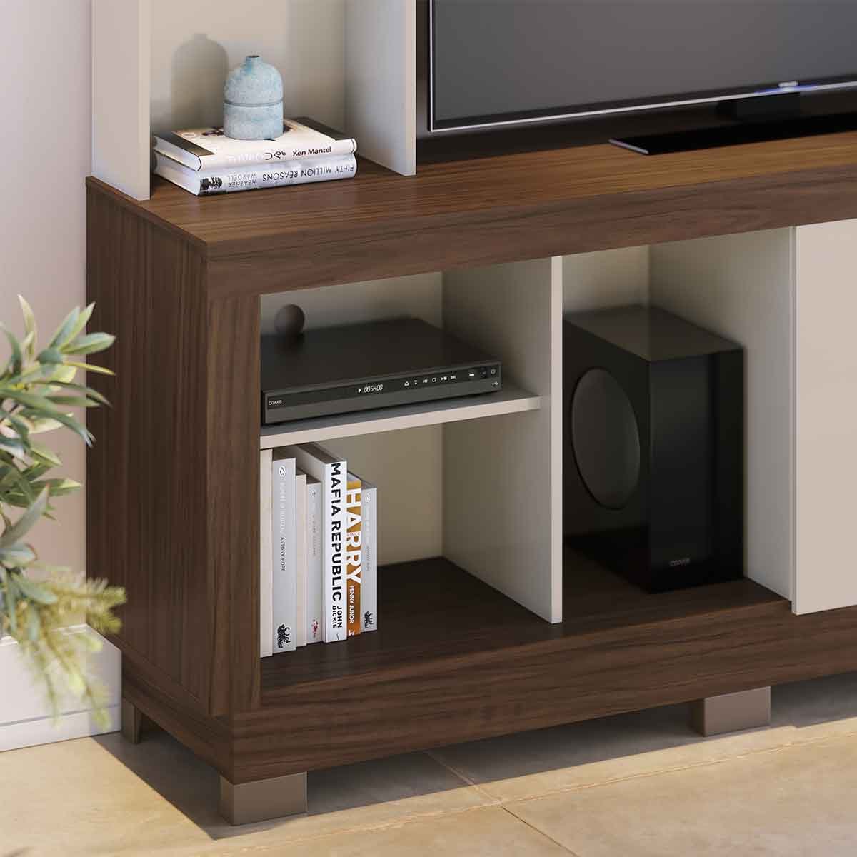 Estante Home TV até 50" Polegadas 2 Portas Vanessa Nogueira Real/Off White