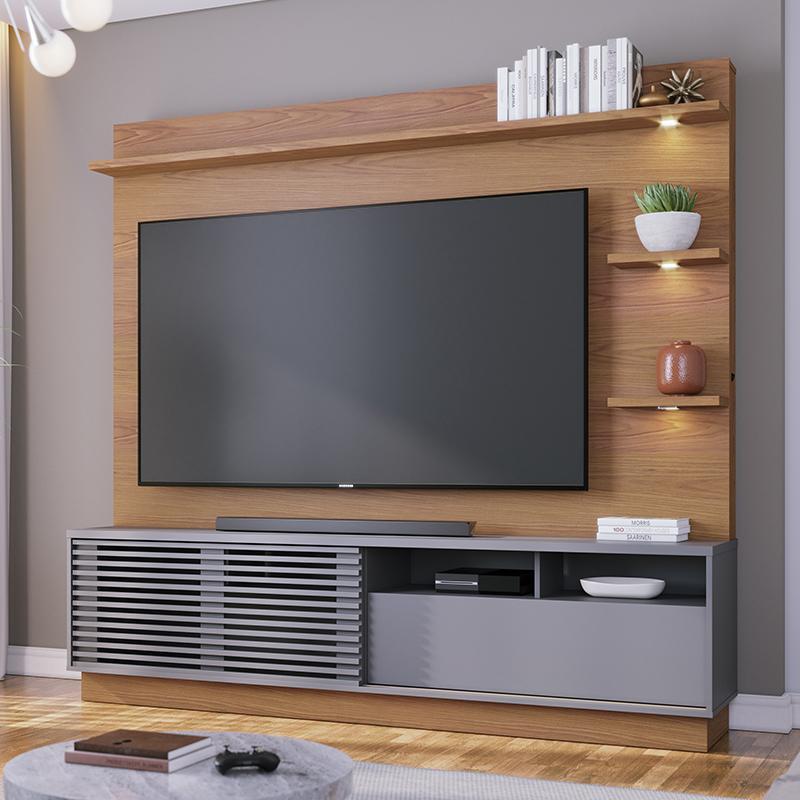 Estante Home Theater Campeche Freijó/Cinza Fosco para TV de 70” - Colibri