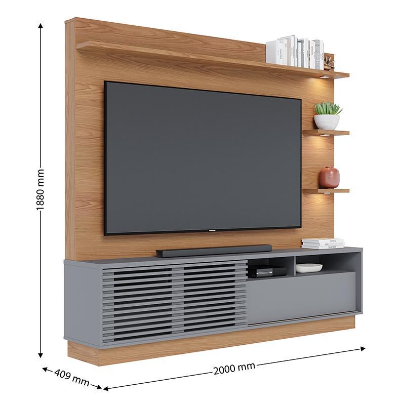 Estante Home Theater Campeche Freijó/Cinza Fosco para TV de 70” - Colibri