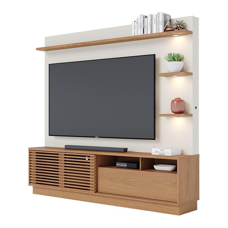 Estante Home Theater Campeche Freijó/Off White Matte para TV de 70” - Colibri