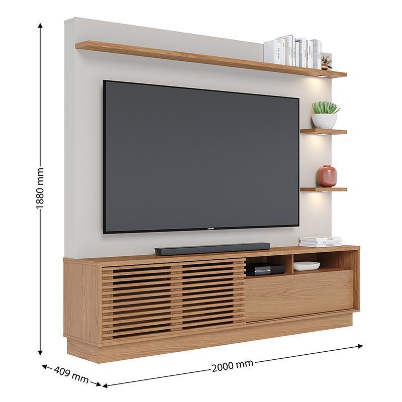 Estante Home Theater Campeche Freijó/Off White Matte para TV de 70” - Colibri