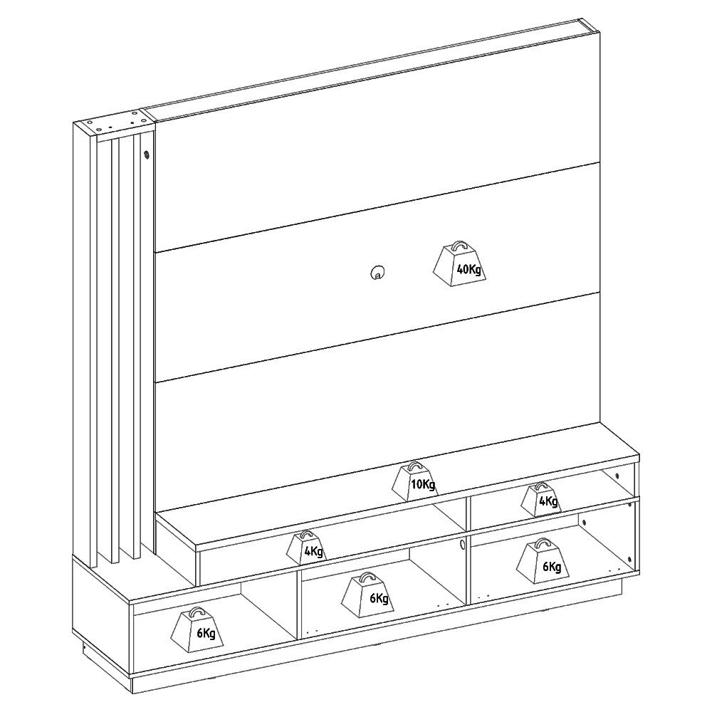 Estante Home Tv 65 Pol 180 cm 2 Portas Humaita Freijo Cinza Colibri