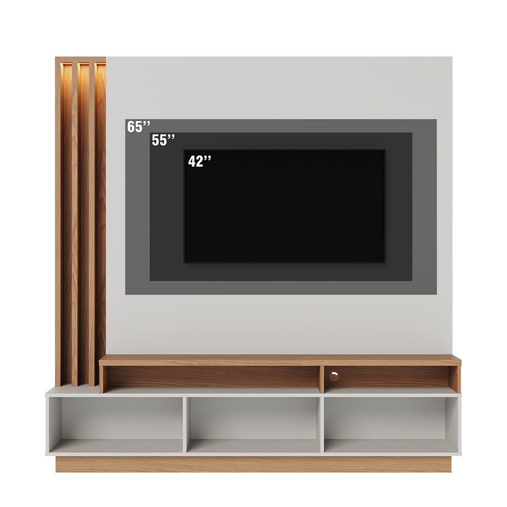 Estante Home Tv 65 Pol 180 cm 2 Portas Humaita Off White Matte Freijo Colibri