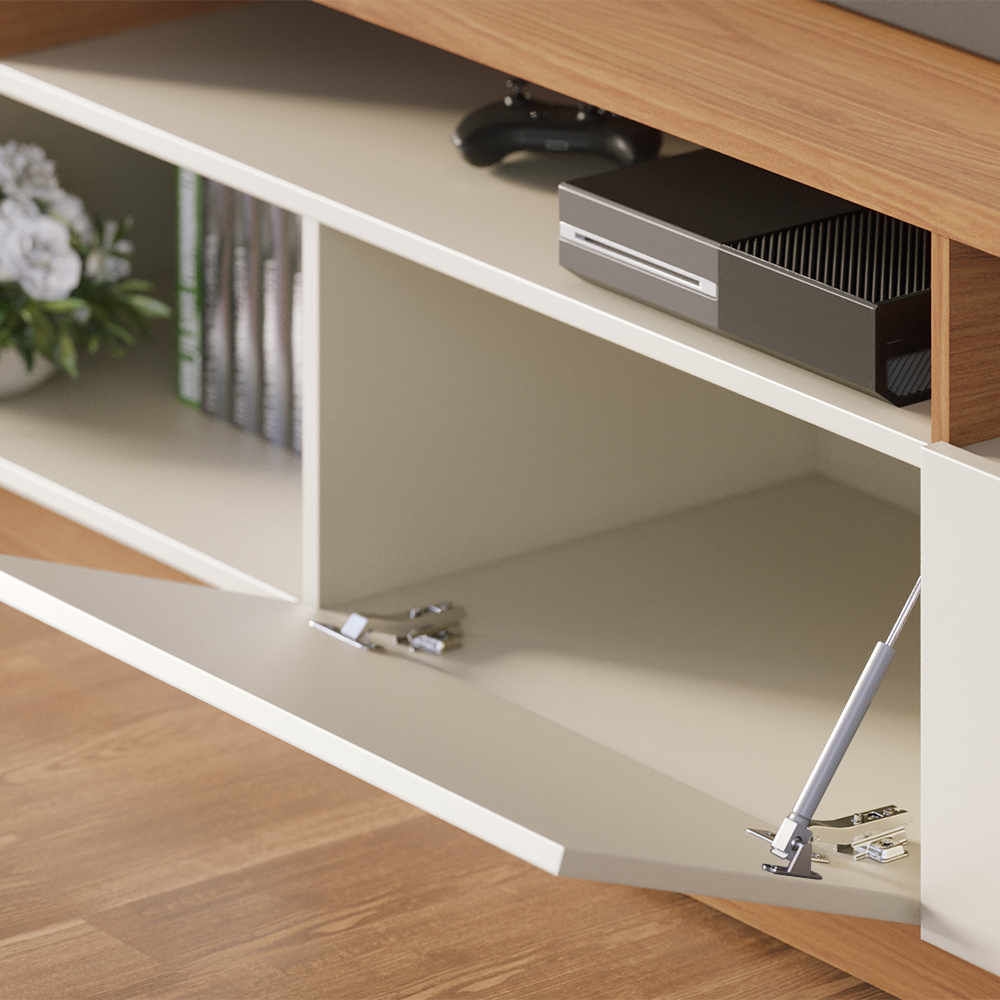 Estante Home Tv 65 Pol 180 cm 2 Portas Humaita Off White Matte Freijo Colibri