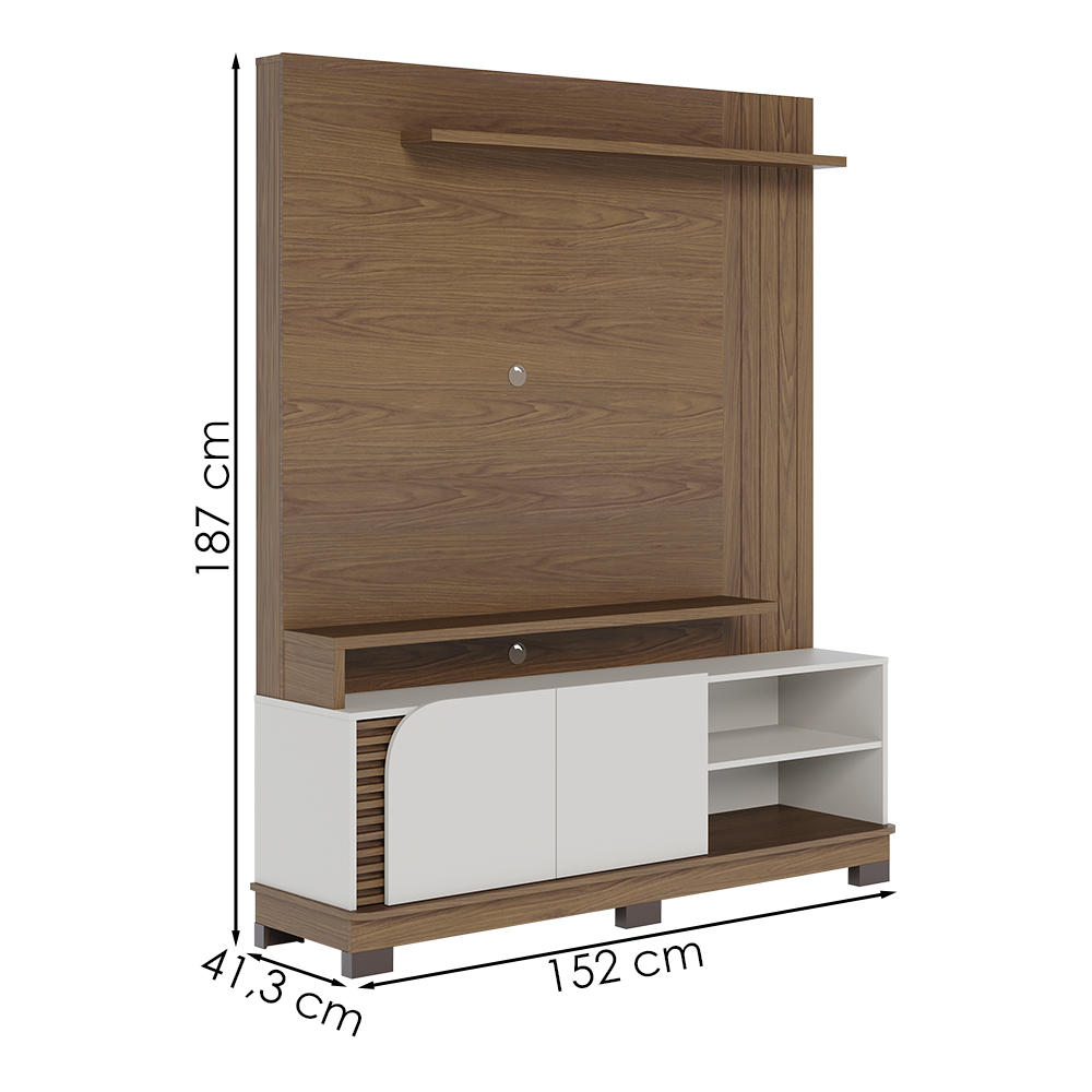 Estante Home Tv 65 Pol 2 Portas 152 cm Jurere Amendoa Off White Matte Colibri
