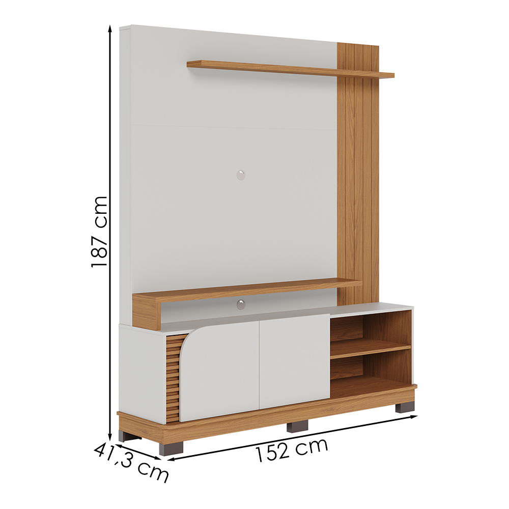 Estante Home Tv 65 Pol 2 Portas 152 cm Jurere Off White Matte Freijo Colibri