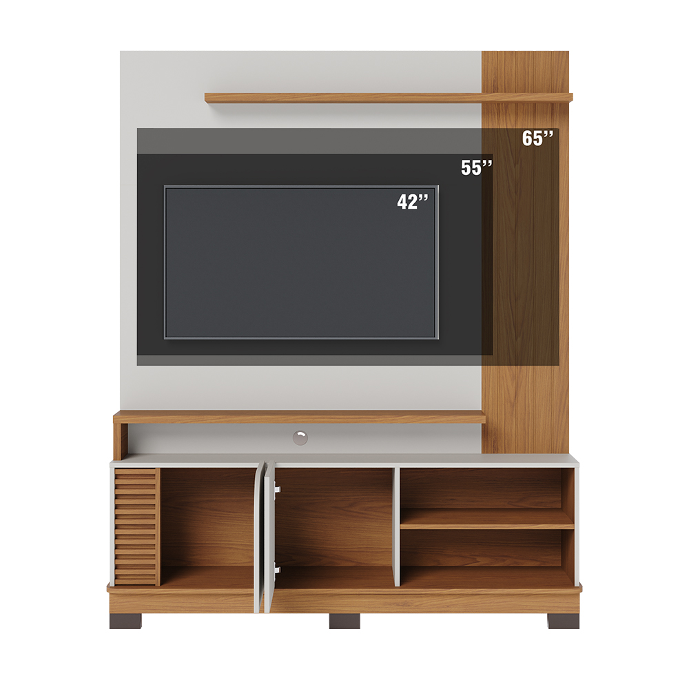 Estante Home Tv 65 Pol 2 Portas 152 cm Jurere Off White Matte Freijo Colibri