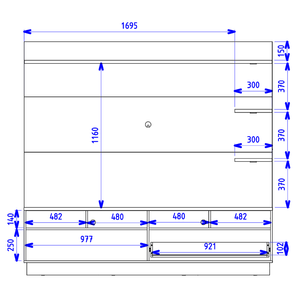 Estante Home Tv 70 Pol 200 cm Campeche Freijo Cinza Colibri