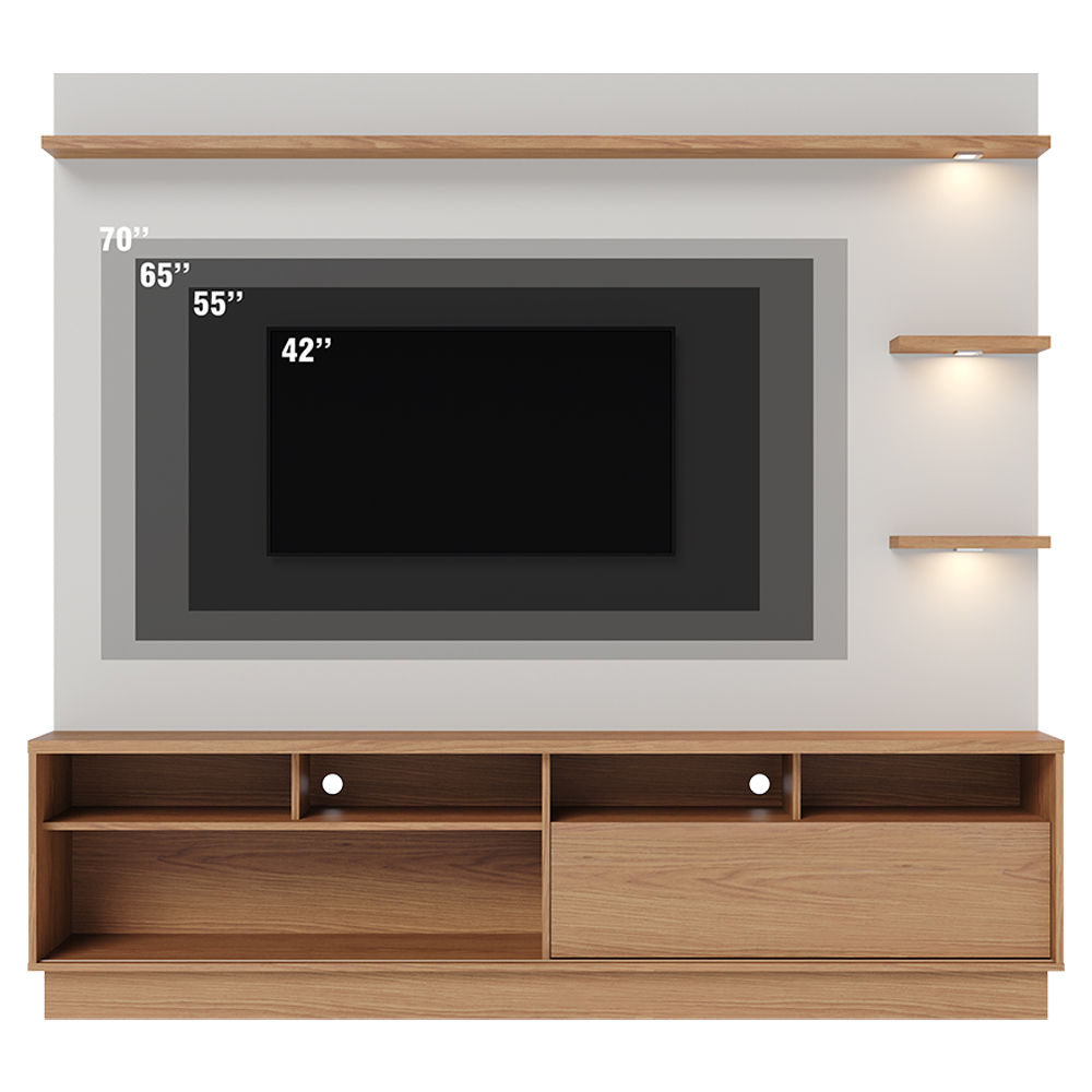 Estante Home Tv 70 Pol 200 cm Campeche Freijo Off White Matte Colibri
