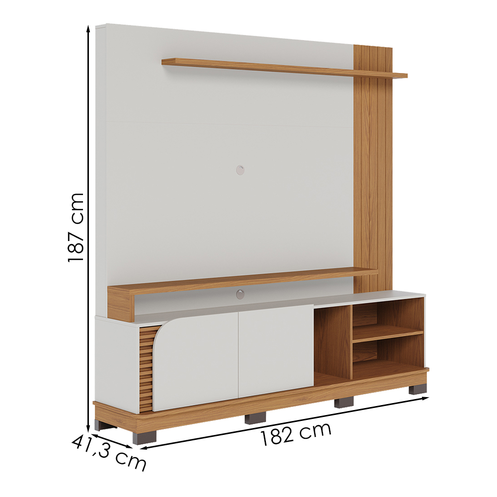 Estante Home Tv 75 Pol 2 Portas 182 cm Jurere Off White Matte Freijo Colibri