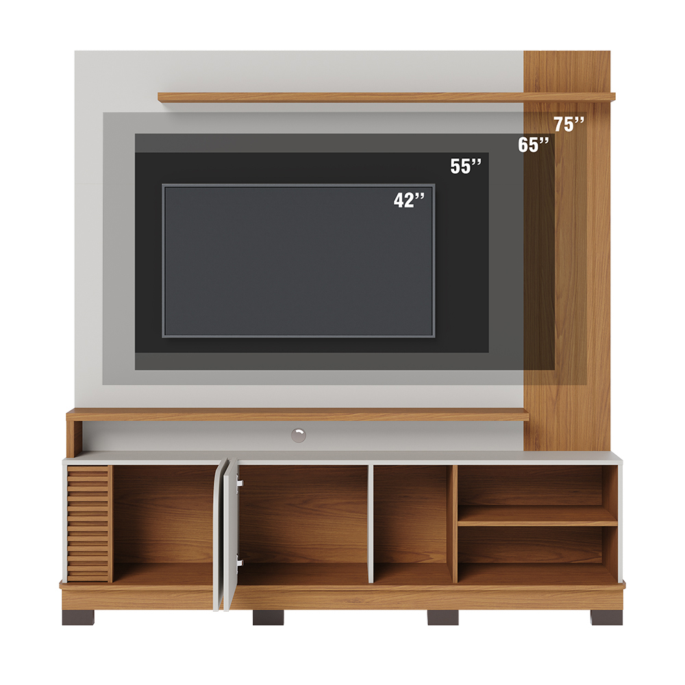 Estante Home Tv 75 Pol 2 Portas 182 cm Jurere Off White Matte Freijo Colibri