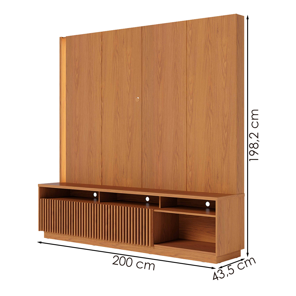 Estante Home Tv 75 Pol 200 cm 2 Portas Jordao Freijo Colibri