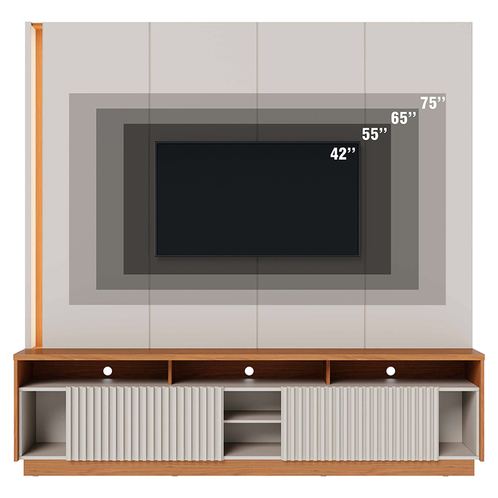 Estante Home Tv 75 Pol 200 cm 2 Portas Jordao Off White Matte Freijo Colibri