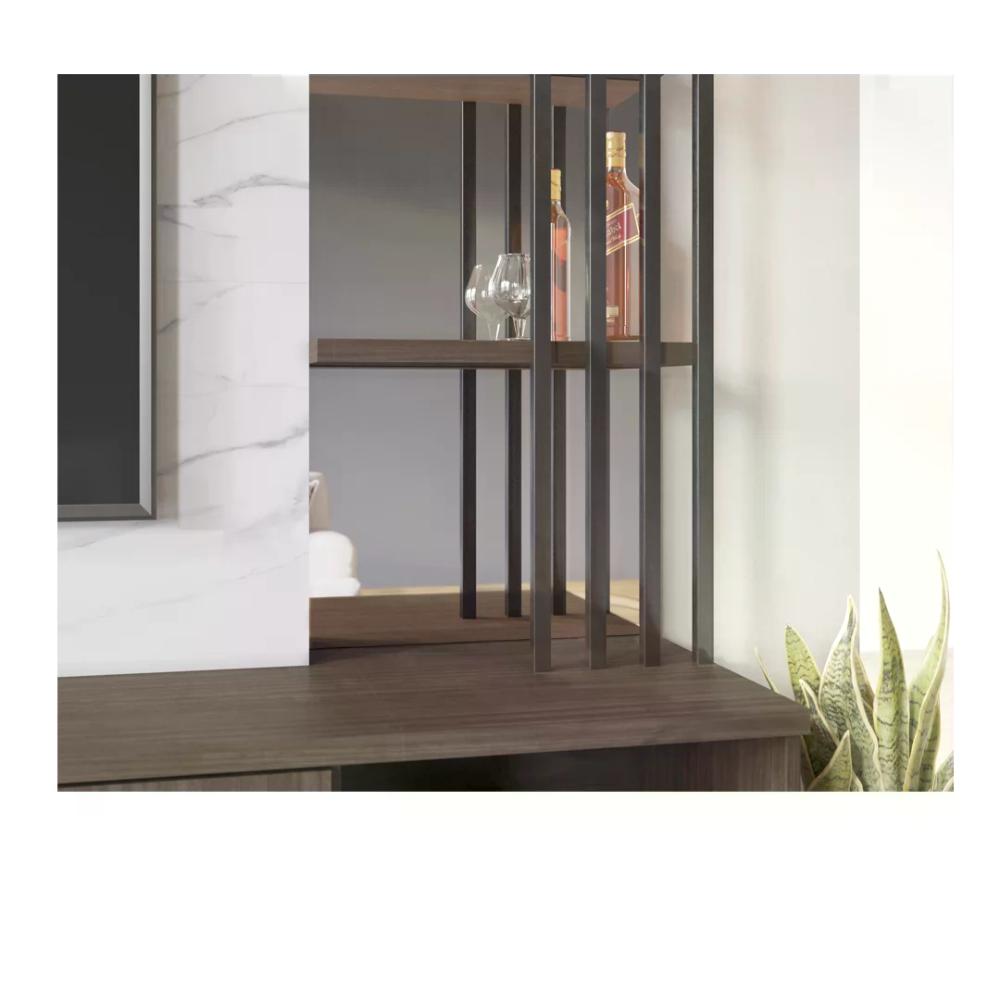 Estante Home para TV até 65 Polegadas Maresias - Nogueira Real / Off White / Preto Fosco
