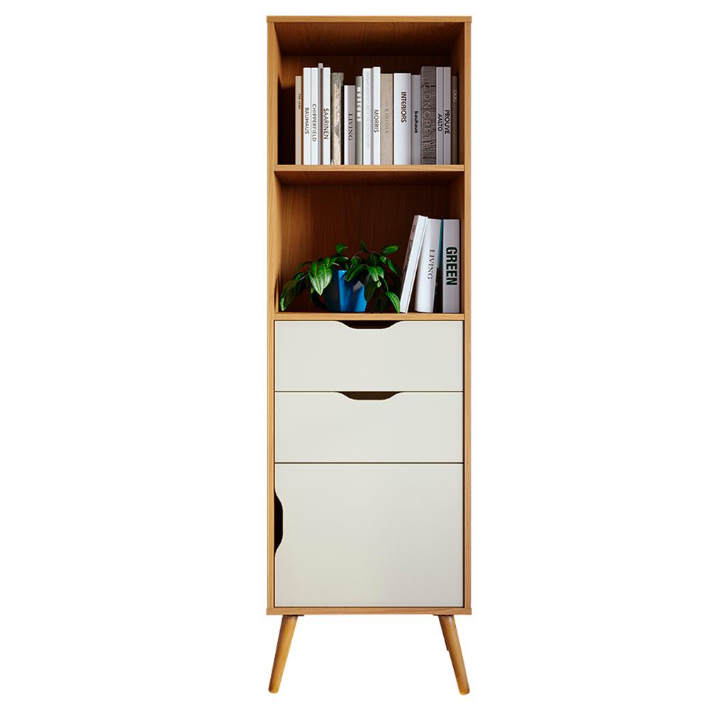 Estante de Livro Lisboa M-105 com 1 Porta 2 Gavetas M-105 Freijo Off White Colibri Moveis