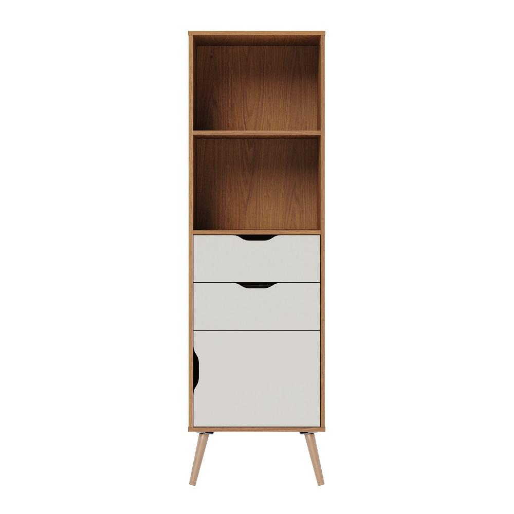 Estante de Livro Lisboa M-105 com 1 Porta 2 Gavetas M-105 Freijo Off White Colibri Moveis