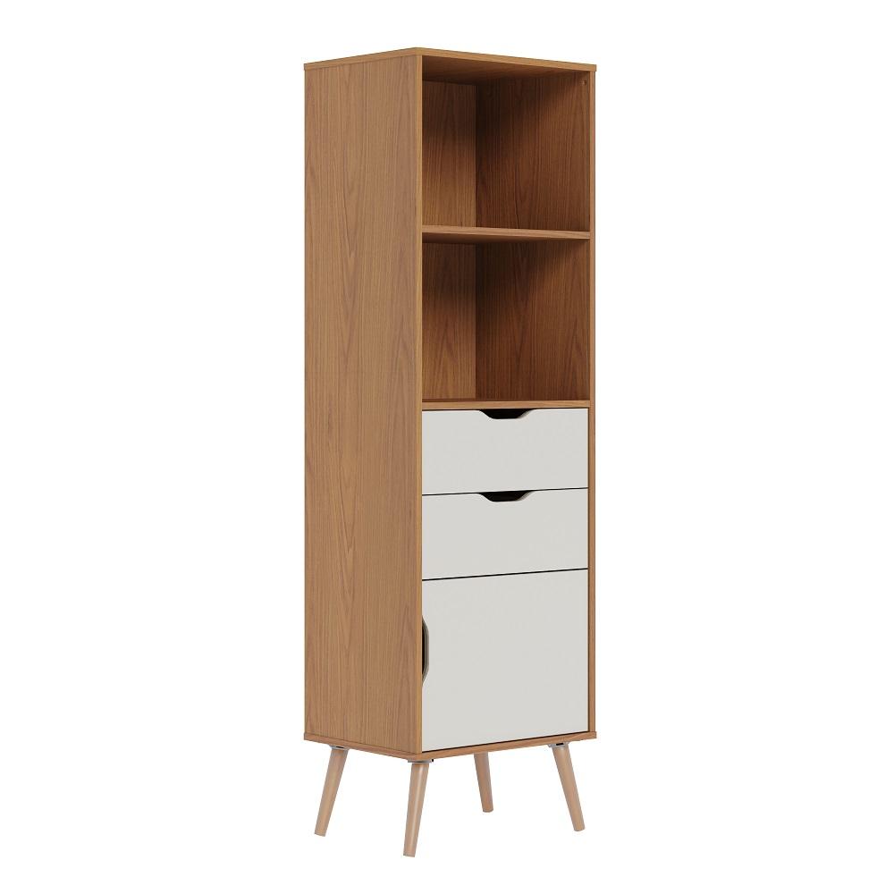 Estante de Livro Lisboa M-105 com 1 Porta 2 Gavetas M-105 Freijo Off White Colibri Moveis