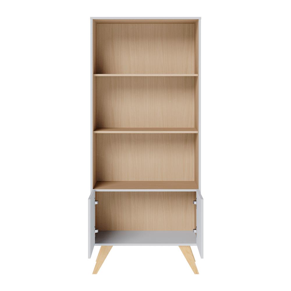 Estante de livros Link com 2 portas e 3 prateleiras Branco fosco Taurani Nobre Colibri Moveis