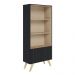 Estante de livros Link com 2 portas e 3 prateleiras Preto fosco Taurani Nobre Colibri Moveis
