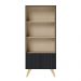 Estante de livros Link com 2 portas e 3 prateleiras Preto fosco Taurani Nobre Colibri Moveis