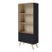 Estante de livros Link com 2 portas e 3 prateleiras Preto fosco Taurani Nobre Colibri Moveis